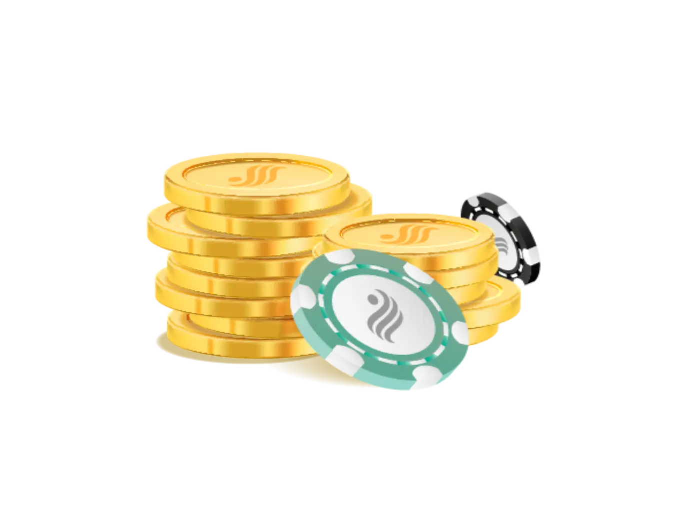 Stapel Poker-Chips auf grünem Filz, symbolisierend Startkapital